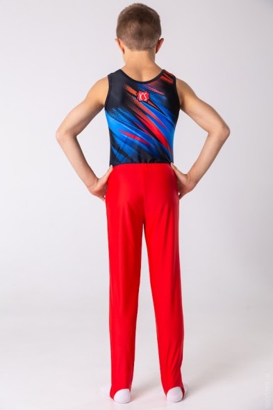 Гимнастическое трико.  Красное. РФ. С силиконовой лентой.
