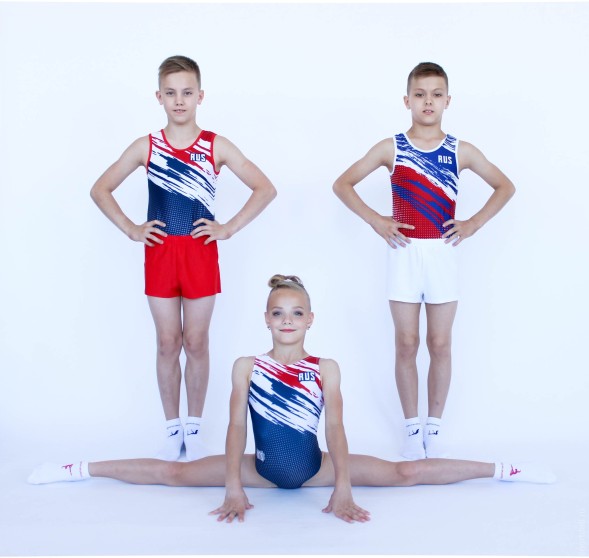 Купальник гимнастический. Мужской. &quot;RUS&quot;.  Синий.