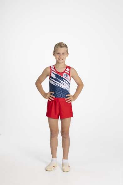 Купальник гимнастический. Мужской. &quot;RUS&quot;.  Синий.