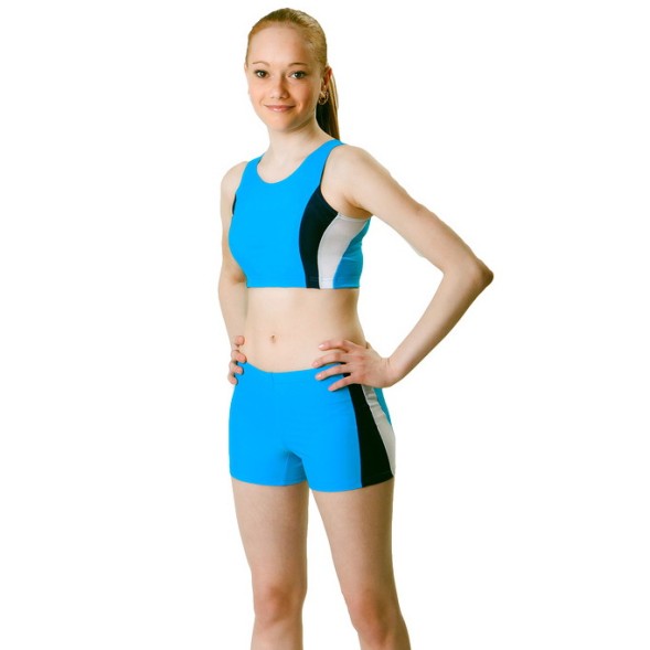 Комплект (топ и шорты). Голубой.