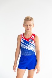 Купальник гимнастический. Мужской. &quot;RUS&quot;.  Василек.