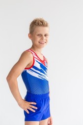 Купальник гимнастический. Мужской. &quot;RUS&quot;.  Василек.