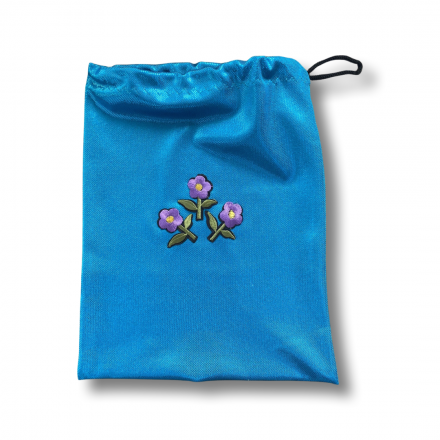 Мешочек для гимнастических накладок и для мелочей. Голубой с цветами.