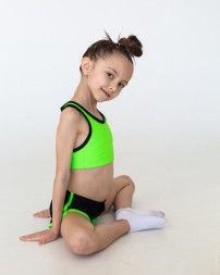 Комплект (Топ+шорты). Зеленый неон. 