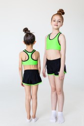 Комплект (Топ+шорты). Зеленый неон. 