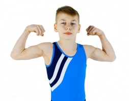 Гимнастический купальник. Мужской.&quot;Лидер&quot;. С темно-синими вставками.