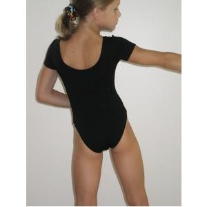 Купальник гимнастический. Черный. Короткий рукав.