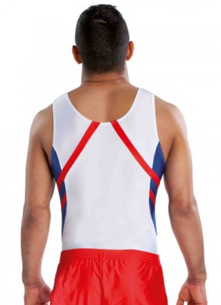 Комплект гимнастический &quot;Бриан&quot;(купальник и красные шорты). Основной цвет-белый.  Арт.89787/3. 