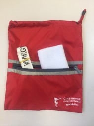 Мешочек для гимнастических накладок и для мелочей &quot;Спортивная гимнастика&quot;.   Красный. Женский.
