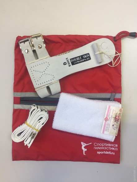 Мешочек для гимнастических накладок и для мелочей &quot;Спортивная гимнастика&quot;.   Красный. Женский.