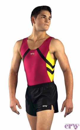 Комплект гимнастический &quot;Бриан&quot; (купальник и черные шорты). Основной цвет-бордо.  Арт.89787/01