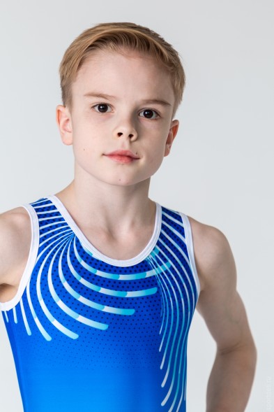 Гимнастический купальник мужской &quot;Галактика&quot;. Голубой. 