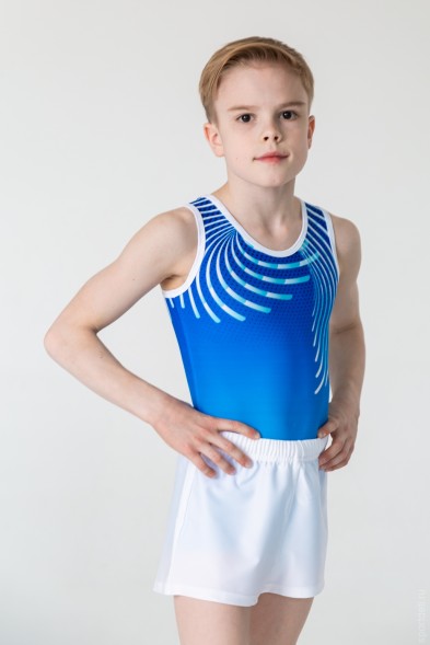 Гимнастический купальник мужской &quot;Галактика&quot;. Голубой. 