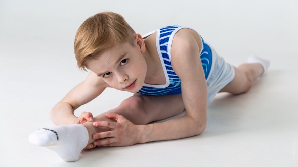 Гимнастический купальник мужской &quot;Галактика&quot;. Голубой. 