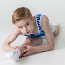 Гимнастический купальник мужской "Галактика". Голубой.