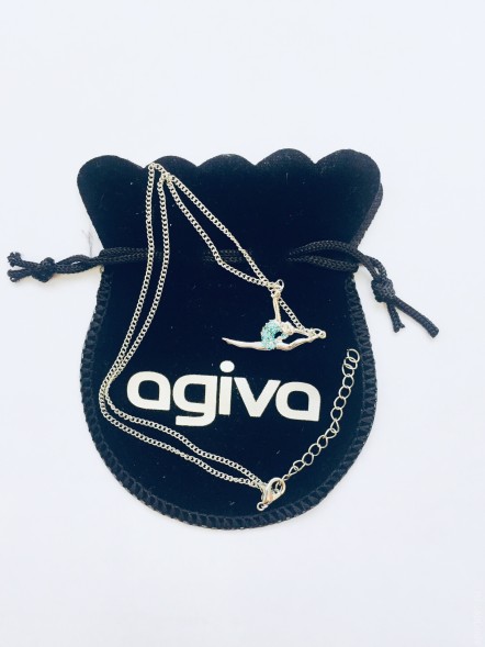 Кулон &quot;Гимнастка&quot;. Голубые стразы.