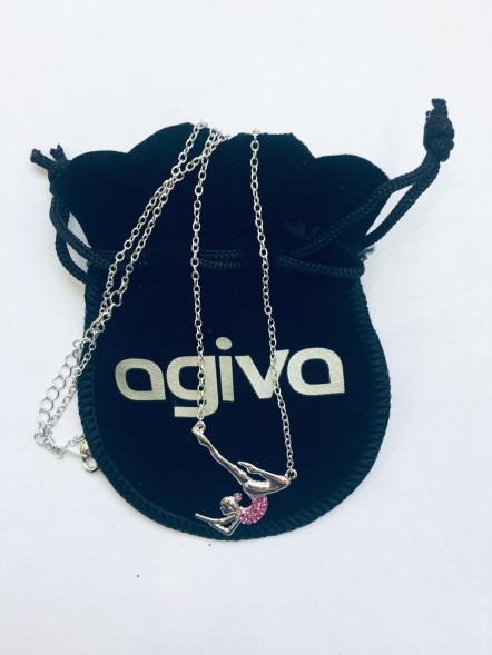 Кулон &quot;Гимнастка&quot;. Розовые стразы. 