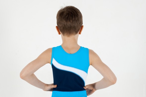 Купальник гимнастический. Мужской.&quot; Влад &quot;. Темно-синий, белый, бирюза.