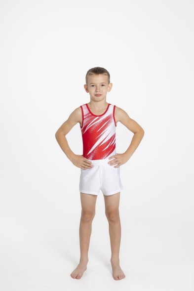 Купальник гимнастический мужской Космос. Красный/белый