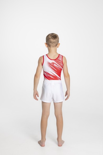 Купальник гимнастический мужской Космос. Красный/белый