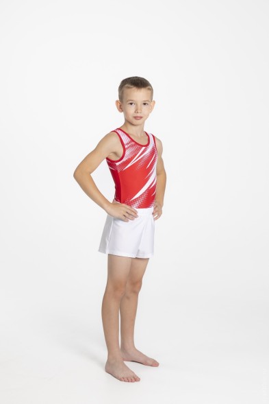 Купальник гимнастический мужской Космос. Красный/белый