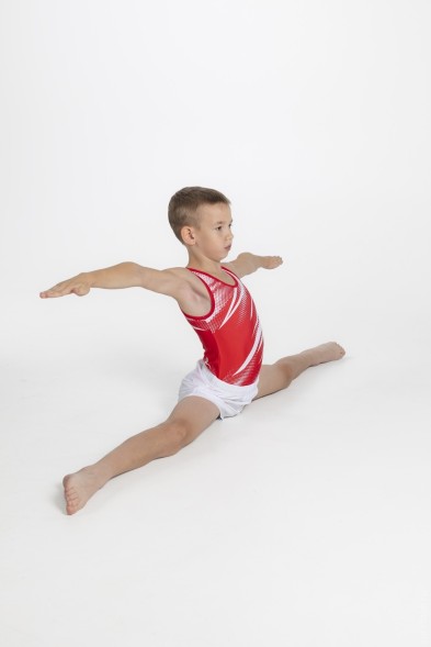 Купальник гимнастический мужской Космос. Красный/белый