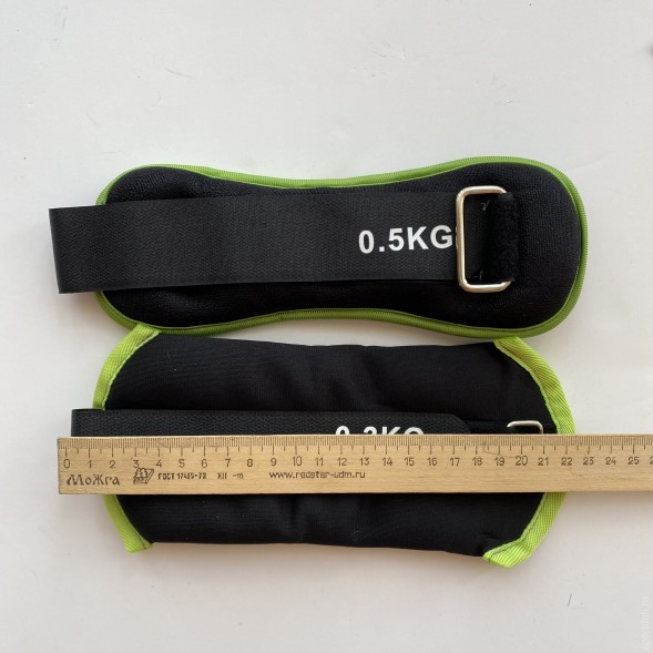 Утяжелители. &quot;ALT Sport&quot;. Черный/зеленый. 2 шт по 0,5 кг