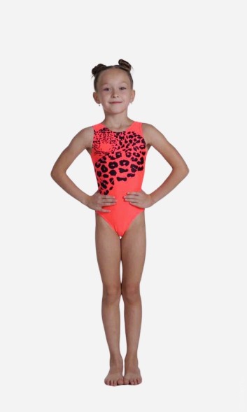 Гимнастический купальник Пантера. Коралл