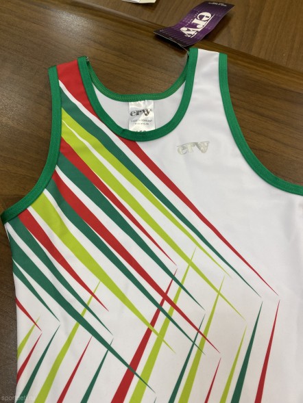 Купальник гимнастический Lars. Окантовка - зеленая