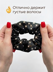 Резинка для волос со стразами. Черная