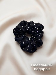 Резинка для волос со стразами. Черная