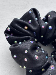 Резинка для волос со стразами. Черная