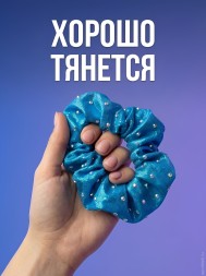 Резинка для волос со стразами. Голубая