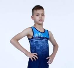 Купальник гимнастический. Мужской. &quot;Россия. Орёл&quot;.  Синий.