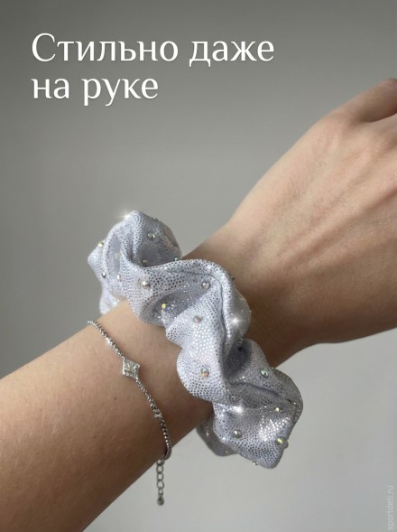 Резинка для волос со стразами для гимнастики и танцев, белая