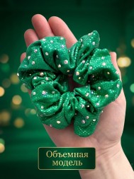 Резинка для волос со стразами для гимнастики и танцев, зеленая