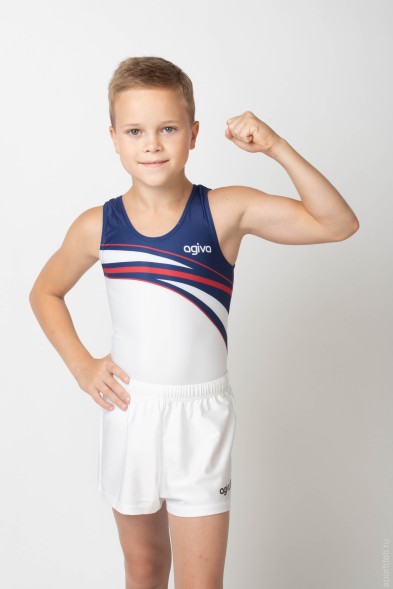 Комплект гимнастический &quot;AGIVA&quot; (купальник и белые шорты). Рост 146-152