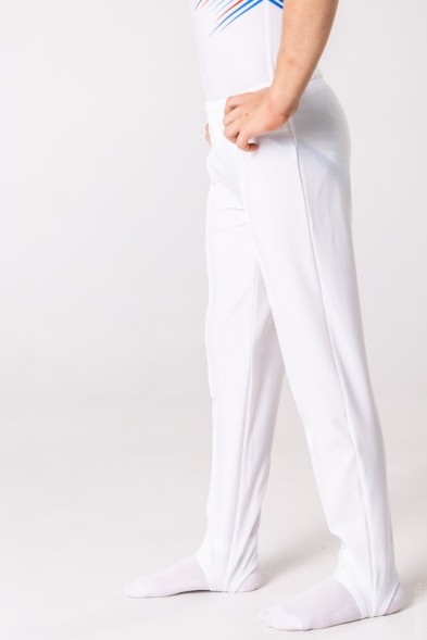 Гимнастическое трико.  Белое. РФ. С силиконовой лентой.