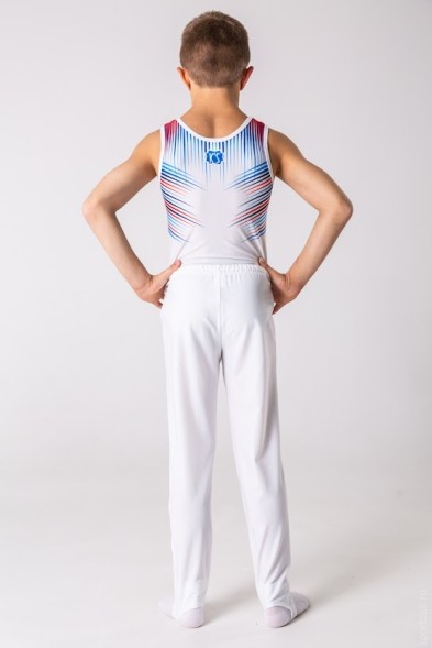 Гимнастическое трико.  Белое. РФ. С силиконовой лентой.